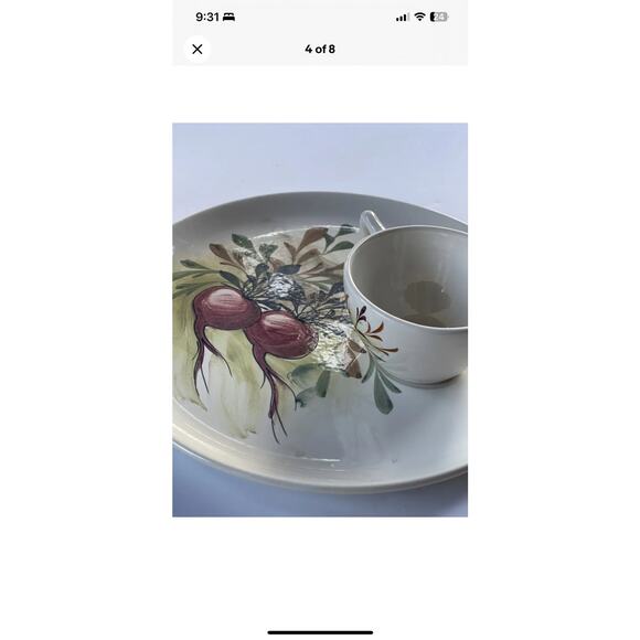 Mancioli for Lachman & CO 3 Snack Plates With Cups Hand painted Vintage Italy - Picture 4 of 8